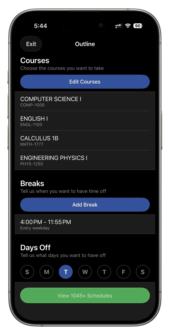 Phone mockup of the ScheduleLab app