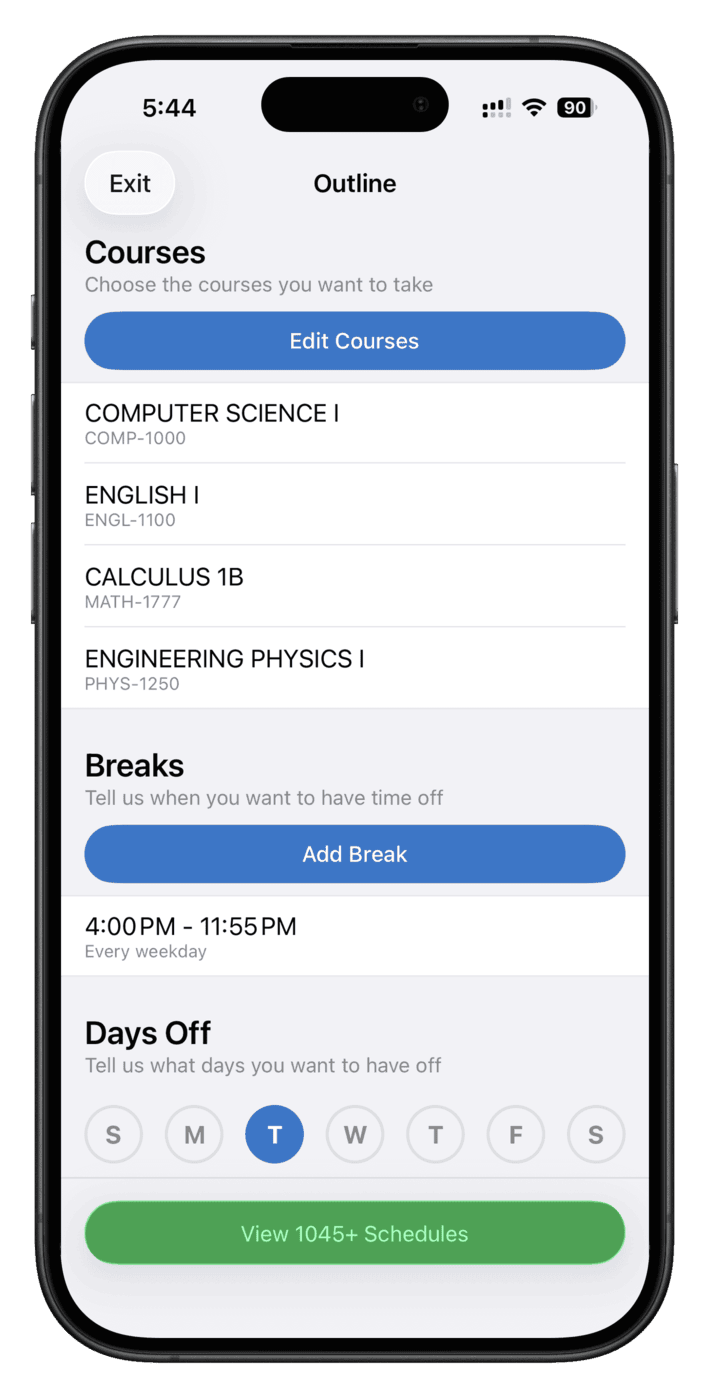 Phone mockup of the ScheduleLab app
