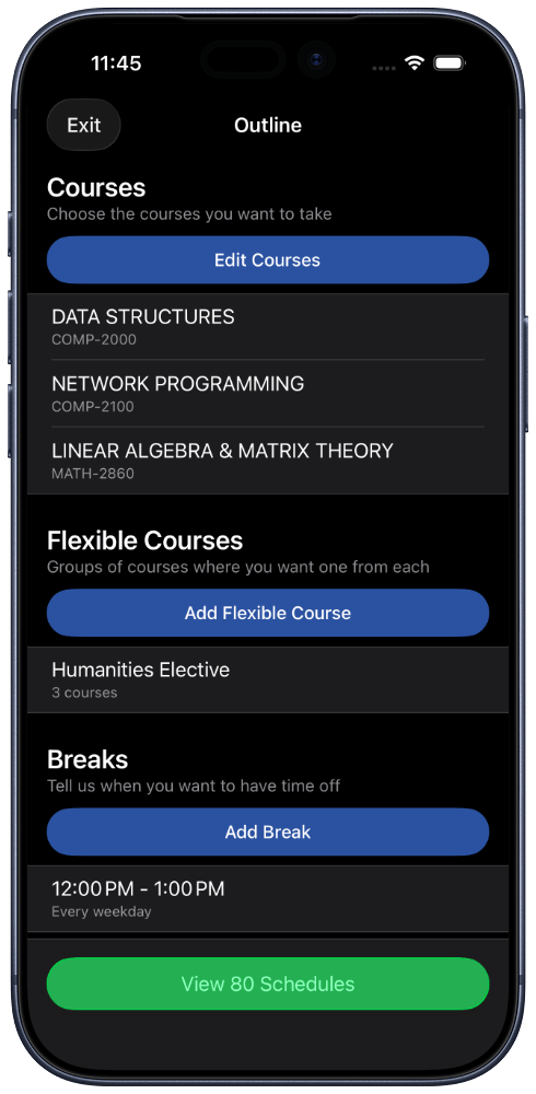 Phone mockup of ScheduleLab app outline