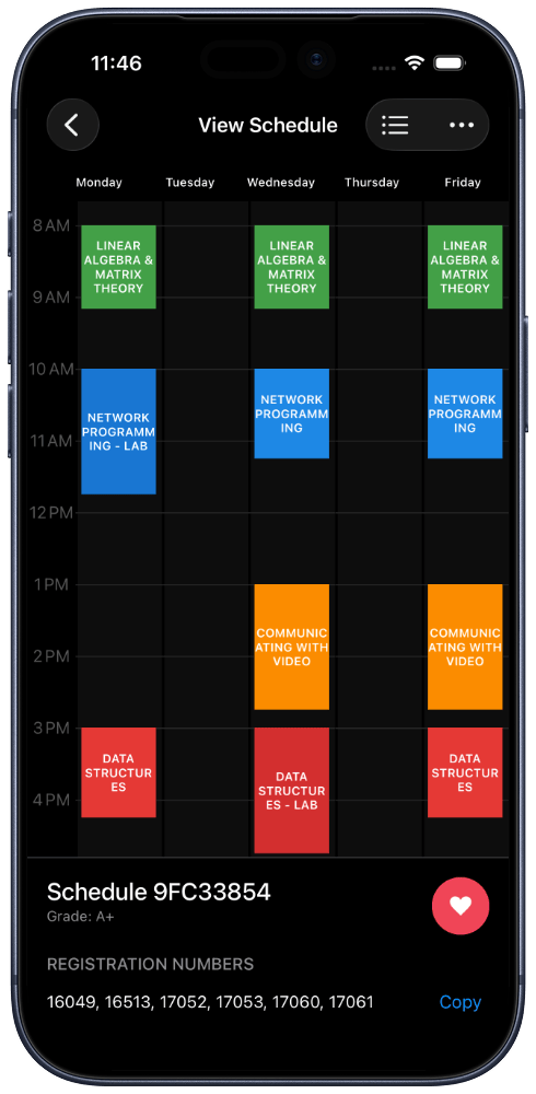 Phone mockup of ScheduleLab app view schedule