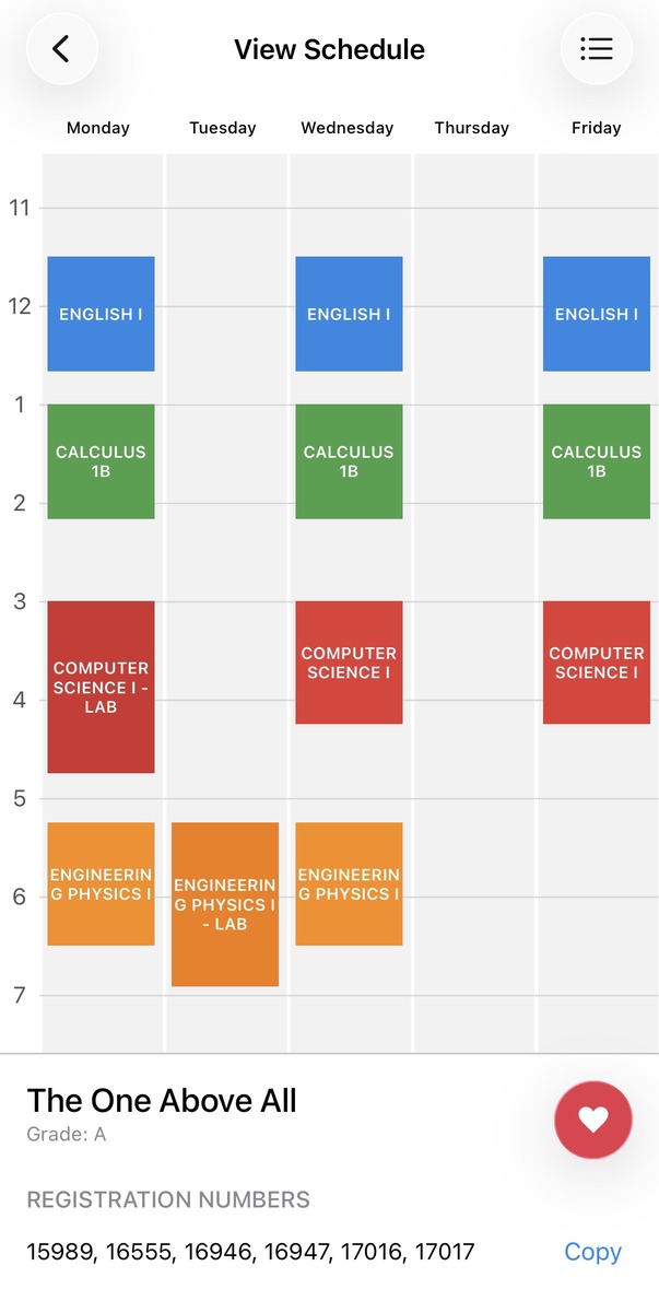 View your schedule