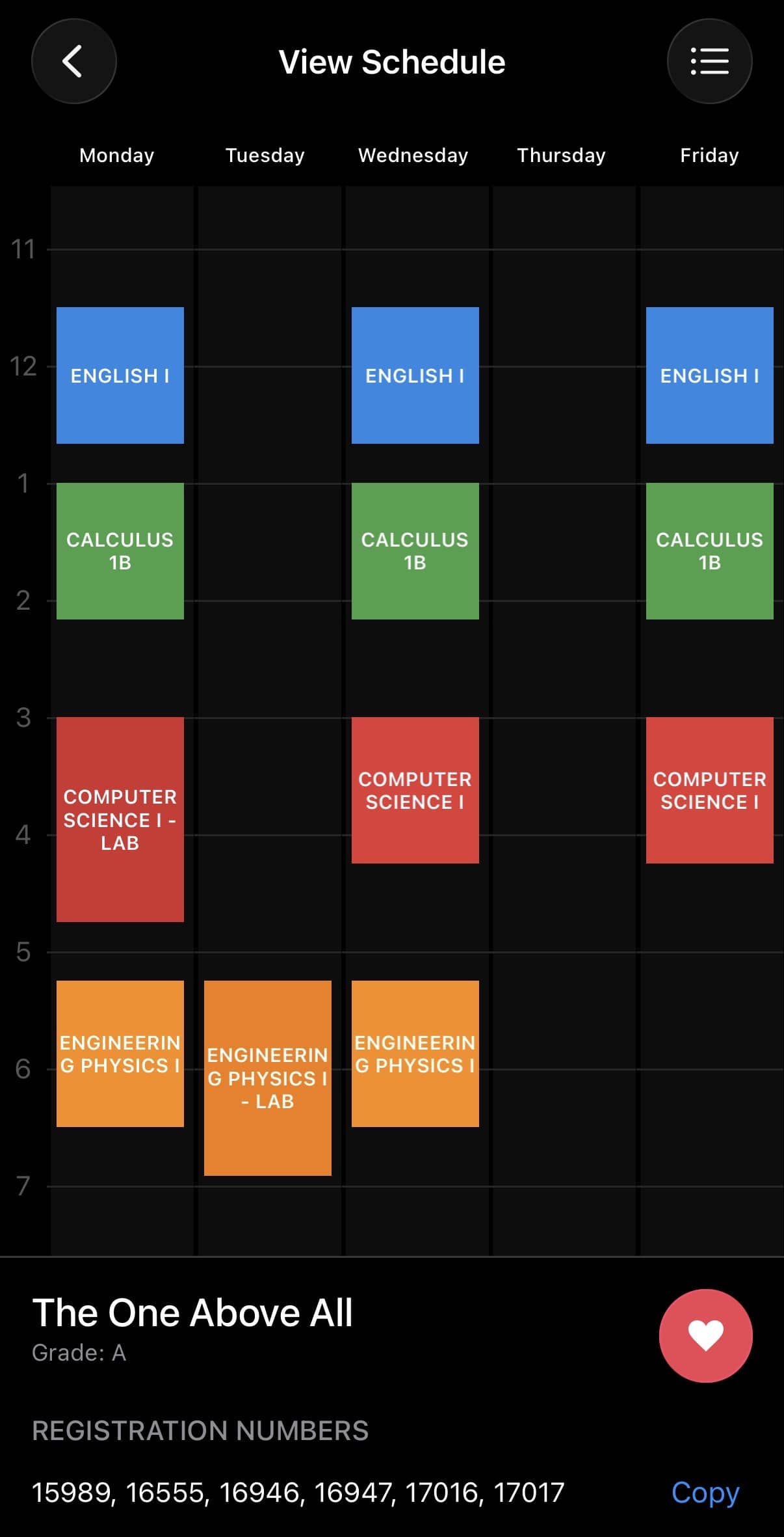 View your schedule
