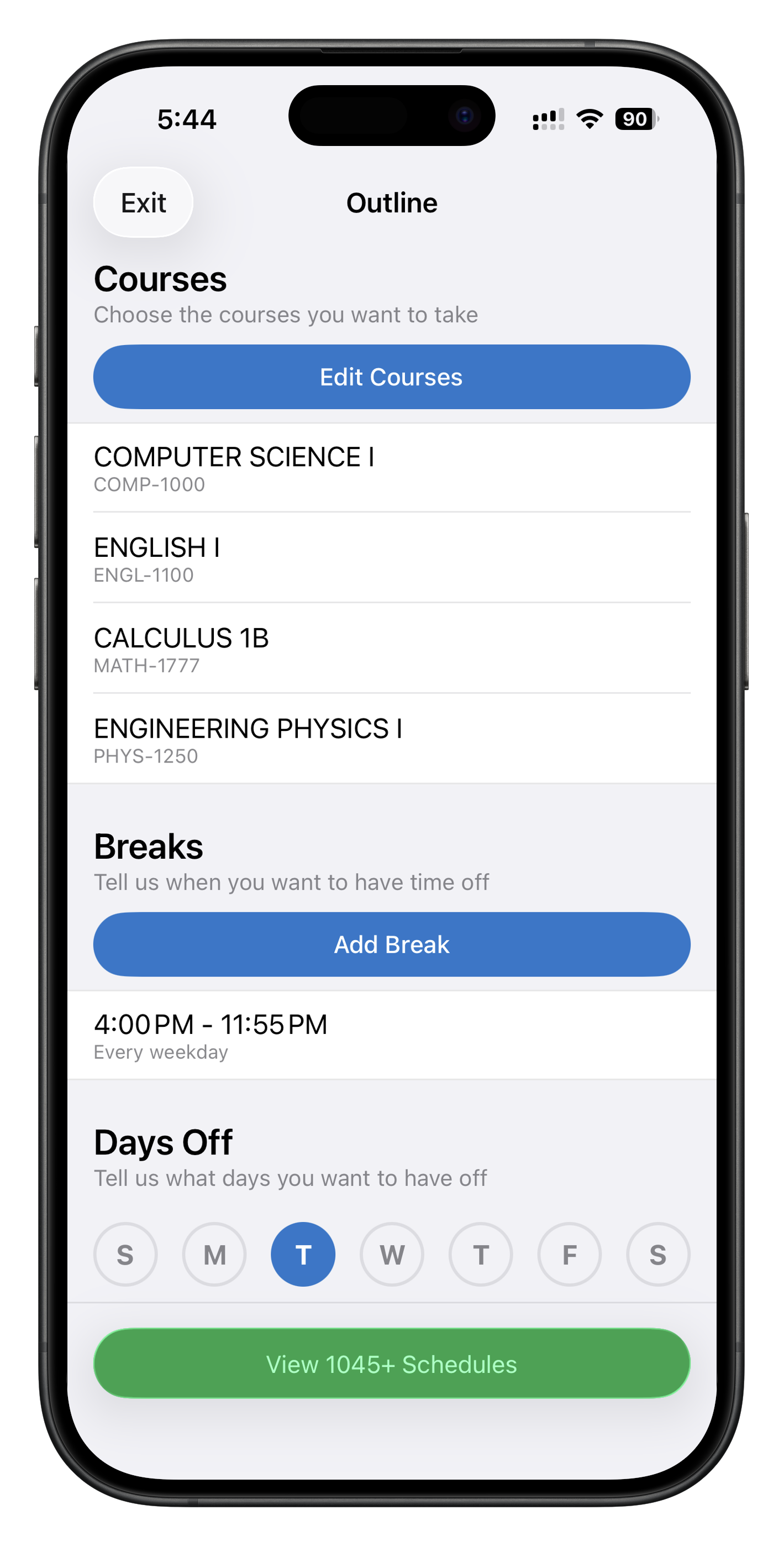 Phone mockup of the ScheduleLab app